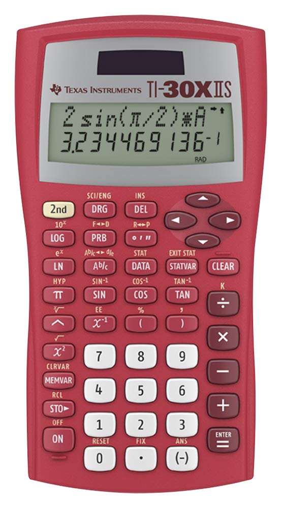 TI-30XIIS Scientific Calculator Texas Instruments, Red 1 Pack Single Pack