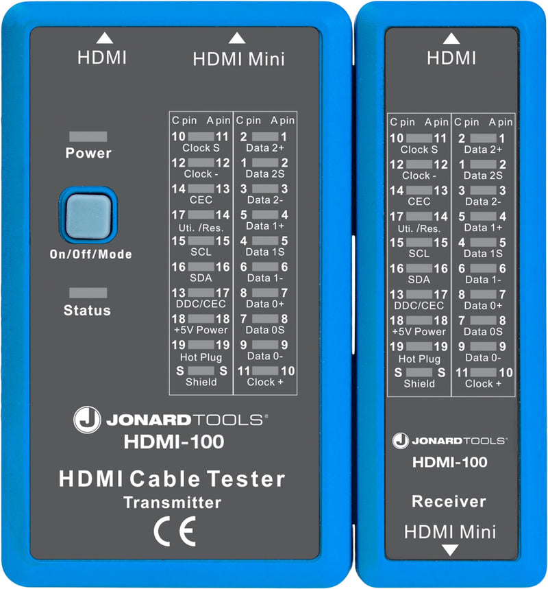 Jonard Tools HDMI-100 HDMI Cable Tester for HDMI and Mini HDMI Cables, Black