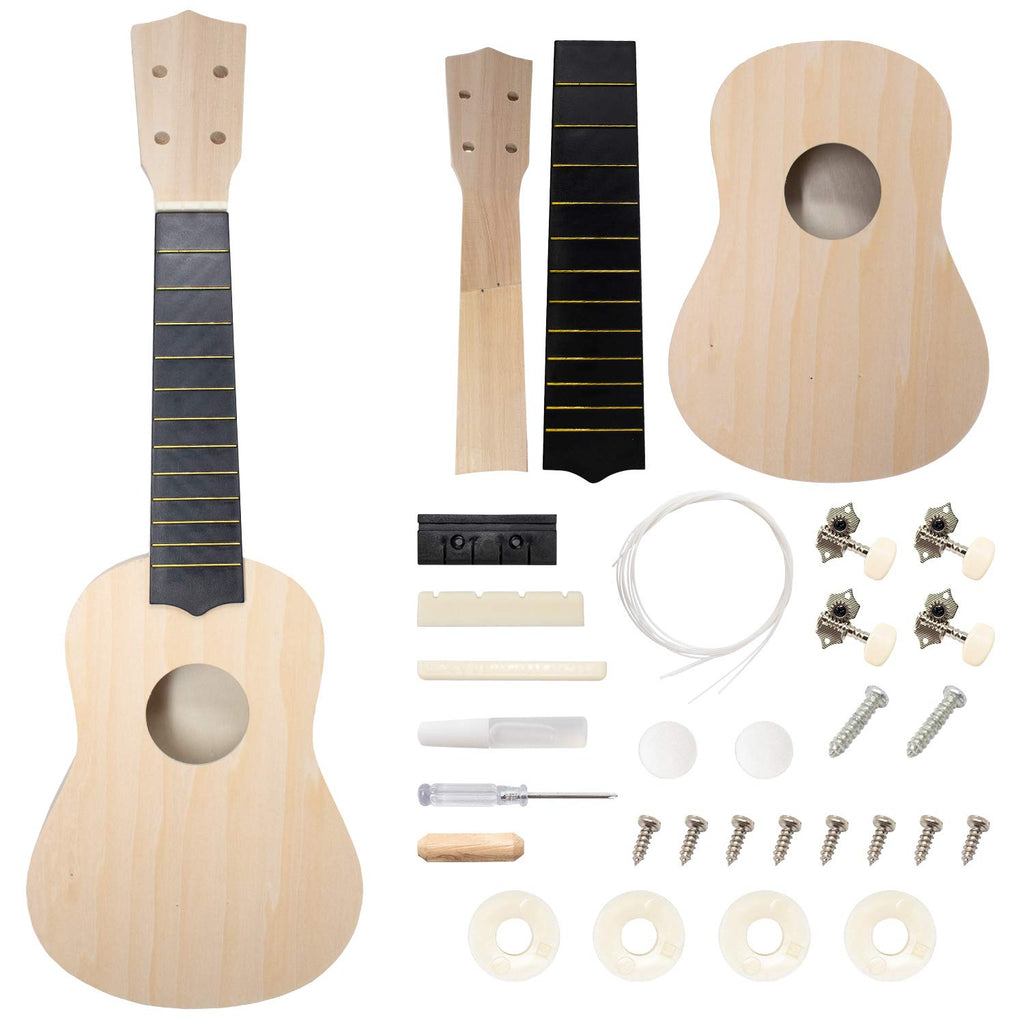 DIY Ukulele Kit Soprano (21inch) Build Your Own Guitar Kit with our Ukuleles Guitar Build Kit. DIY Ukelele Kit has 33 Pieces for all DIY Guitar needs. Guitar diy kit great to Build Your Own Ukulele