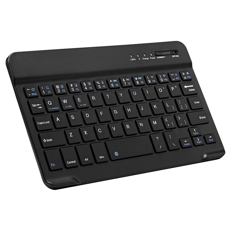 Ultra-Slim Bluetooth Keyboard Portable Mini Wireless Keyboard Rechargeable for Apple iPad iPhone Samsung Tablet Phone Smartphone iOS Android Windows (7 inch Black) 7 inch Black