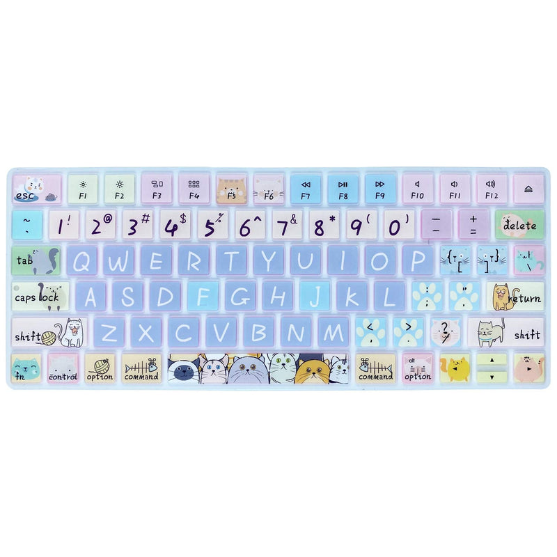 Keyboard Cover Skin for Apple Wireless iMac Magic Keyboard MLA22LL/ A (Model: A1644), Silicone Skin Protector with Pattern & Big Letter Design, US Layout, Cute Cat Model: A1644