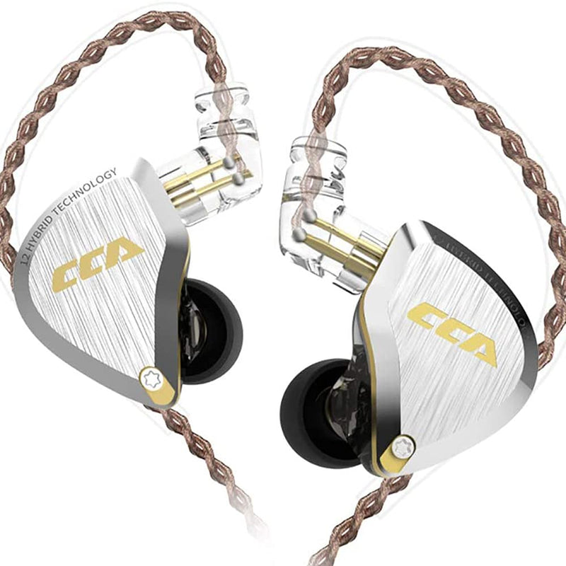 CCA C12 in Ear Monitor Headphones 5BA 1DD Hybrid HiFi IEM Earphones Noise Isolating Stereo Wired Earbuds for Musicians Audiophile Singers DJ no mic Gold