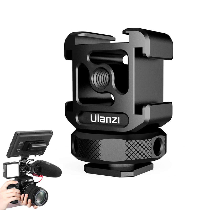 ULANZI PT-12 Camera Hot Shoe Extension Bracket with Triple Cold Shoe Mounts for Microphone LED Video Light, 1/4'' Screw for Magic Arm, Aluminum Shoe Mount Compatible with Nikon Canon Sony Cameras