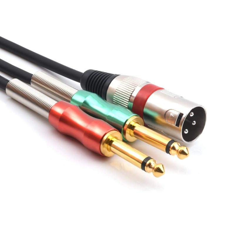 SiYear 6.6FT XLR 3 Pin to Double 6.35mm 1/4" TS Y Splitter Cable, Dual Mono Male (1/4 inch) 6.35mm to XLR Plug Stereo Microphone Cable (2M) 6.6Feet 2M