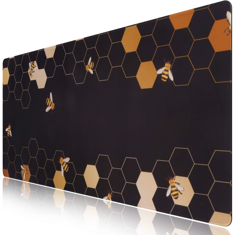 iCasso Extended Gaming Mouse Pad (35.4x15.7 in), Large Non-Slip Rubber Base Mousepad with Stitched Edges, Waterproof Keyboard Mouse Mat Desk Pad for Work, Game, Office, Home - Honeycomb