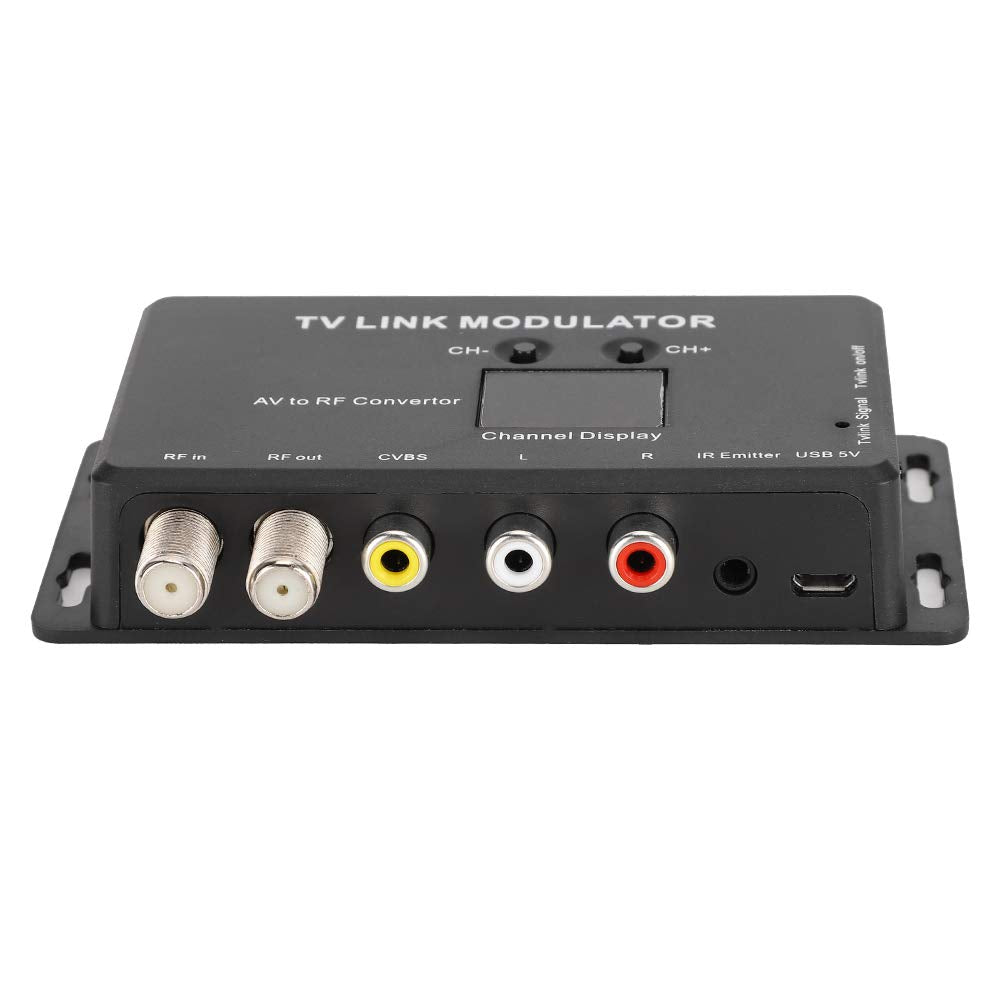 UHF Modulator TV LINK Modulator, Universal Composite A/V to RF Coax Agile Modulator RF TV Micro Modulator Compact RF Modulator Converter IR Extender Support PAL