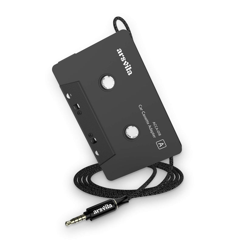 [AUSTRALIA] - arsvita Car Audio Cassette to Aux Adapter with Upgrade 3.5 MM Aux Plug, Auxiliary Nylon Cable Tape Adapter, Black 