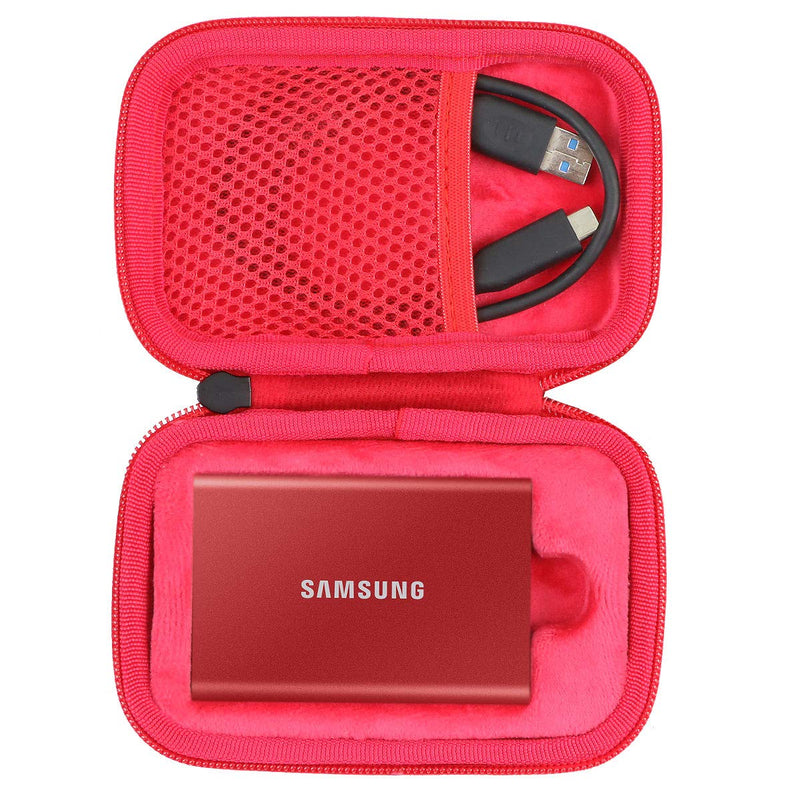 co2CREA Hard Travel Case Replacement for Samsung T7 Touch Portable SSD 500GB 1TB 2TB External Solid State Drives (Black Case + Inside Red) for 1 Hard Drive Black Case + Inside Red