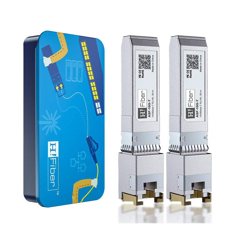H!Fiber 10Gb SFP+ RJ45 Transceiver, 10Gbase-T SFP+ Ethernet Module Support 10G/5G/2.5G/1.25G, Compatible with Cisco SFP-10G-T-S, Ubiquiti UF-RJ45-10G, UniFi, Meraki,MikroTik,Supermicro, 30m, 2 Pack 1.25/2.5/5/10GBase-T: 30m x2