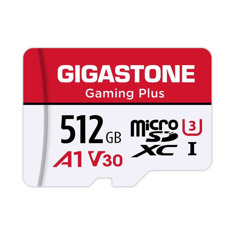 [Gigastone] 512GB Micro SD Card, Gaming Plus, MicroSDXC Memory Card for Nintendo-Switch, Wyze, GoPro, Dash Cam, Security Camera, 4K Video Recording, UHS-I A1 U3 V30 C10, up to 100MB/s, with Adapter Gaming Plus 512GB 1-Pack