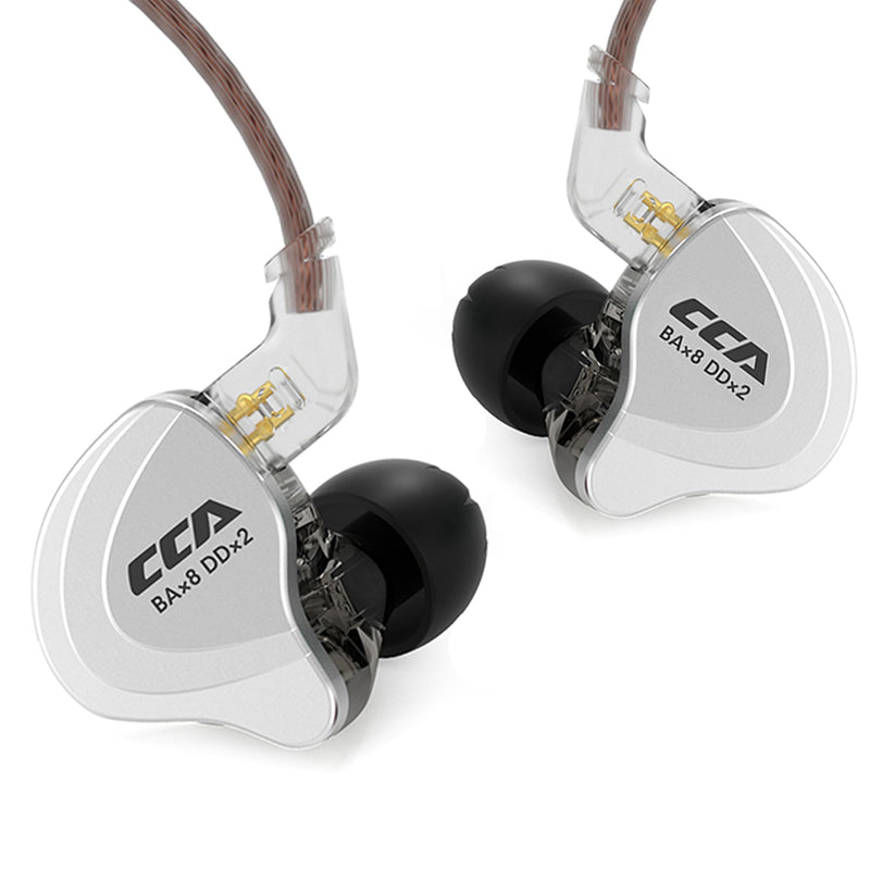 CCA C10 in Ear Monitor Headphone 10 Hybrid Drivers Wired Earbud 4BA 1DD HiFi IEM Earphones Stereo Noise Isolating Earphone with Detachable Cable for Musicians Singers Audiophiles (Black, Without Mic) Black