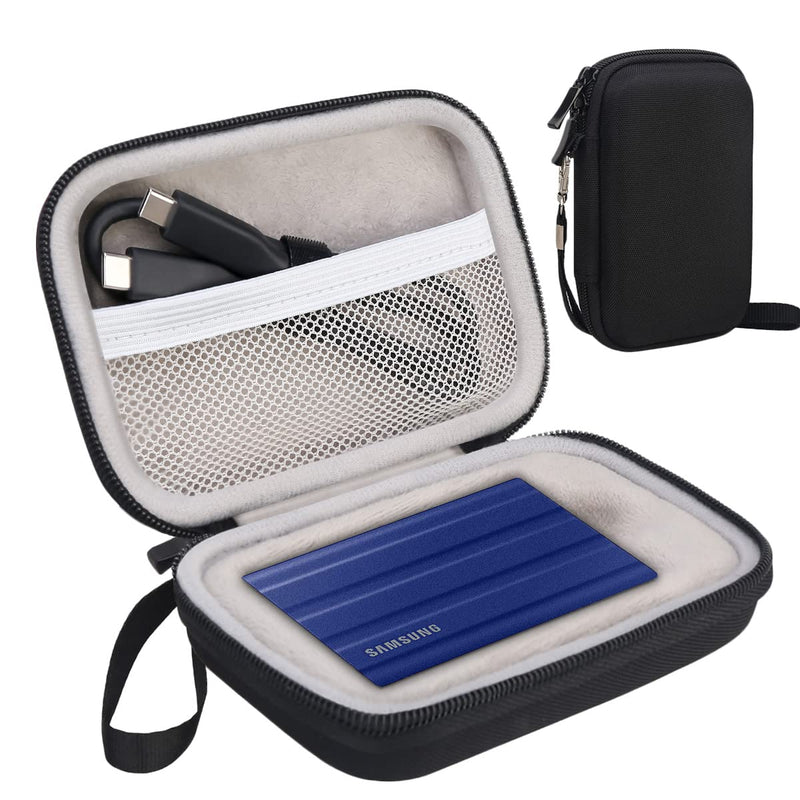 Lacdo Hard Carrying Case for Samsung T7 Shield / T7 / T7 Touch Portable Solid State Drives 500GB 1TB 2TB USB 3.2 External SSD Hard EVA Shockproof Storage Travel Bag, Black