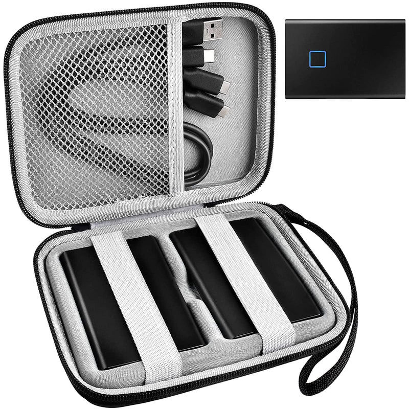 Case Compatible with Samsung T7 Touch/ for T7 Portable SSD - 1TB, 2TB, 500GB USB 3.2 External Solid State Drive. 2 Pack Hard Carrying Travel Box Holds for Samsung SSD and Cables