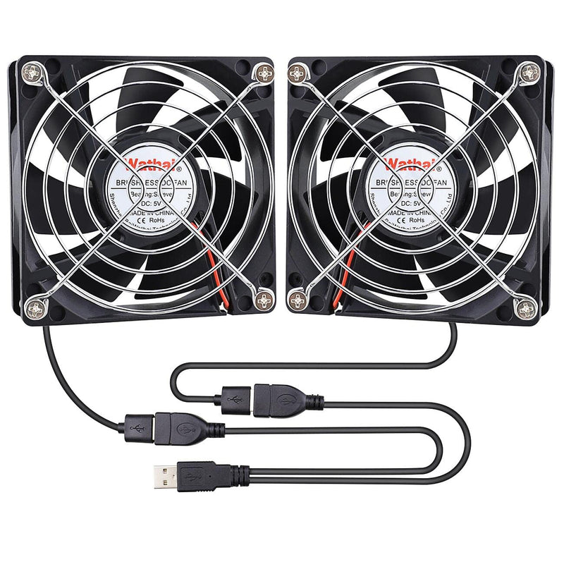 Wathai 80mm x 80mm x 25mm USB Fan 5V for Computer Laptop Router DVR Xbox Cooling 2 Packs