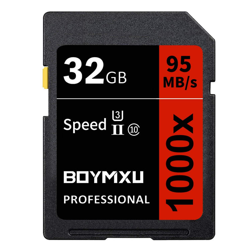32GB Memory Card, BOYMXU Professional 1000 x Class 10 Card U3 Memory Card Compatible Computer Cameras and Camcorders, Camera Memory Card Up to 95MB/s, Red/Black 32GB RED