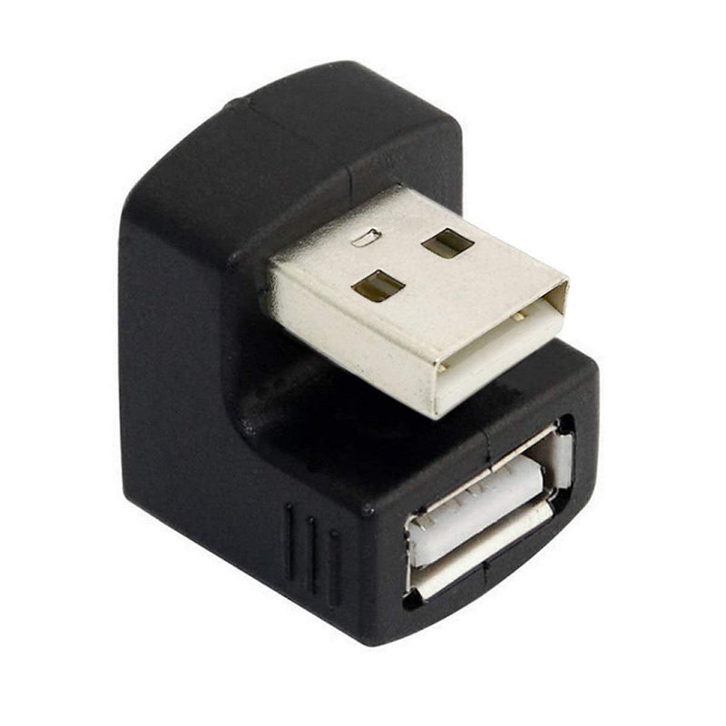 Cablecc Down Angled USB 2.0 Adapter A Male to Female Extension 90 180 360 Degree Black Black Down Angled