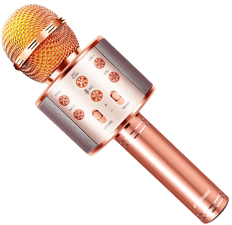 [AUSTRALIA] - Microphone for Kids Voice Change Karaoke Microphone Kids Girl Gifts Handheld Wireless Bluetooth Microphone Home Party Favor Mic Microphones Kids Christmas Birthday Gifts Rose Gold 