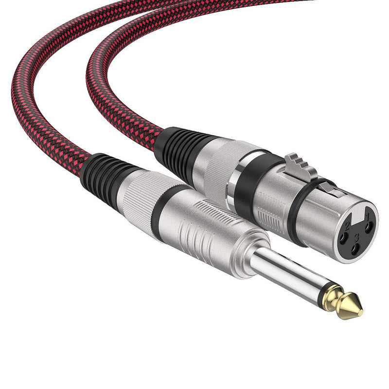 BIFALE XLR Female to 1/4 TS Cable 10ft 2Pack, Nylon Braided Microphone Cable TS 6.35mm Mono Jack Unbalanced Microphone Cable Heavy Duty Mic Cable TS to XLR Female-10FT-2Pack
