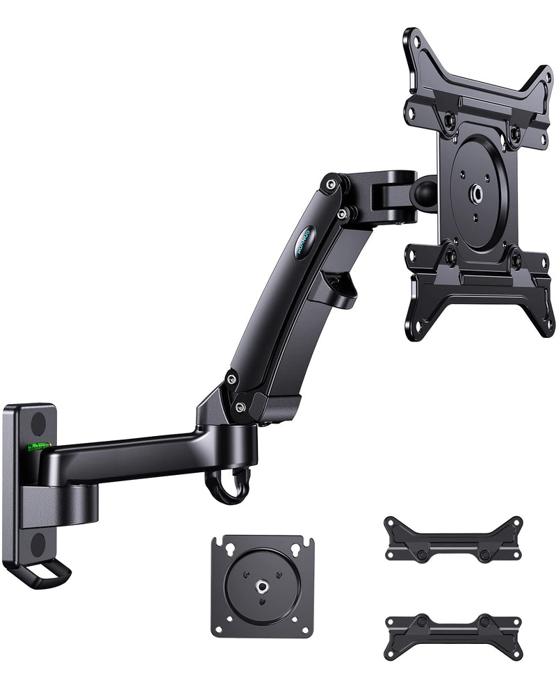 HUANUO TV Monitor Wall Mount for 22”-35” Ultrawide Screens, Upgraded Full Motion Monitor Arm Single, Wall Mounted Monitor Stand Support VESA 75/100/200mm, Load Capacity 6.6 to 26lbs