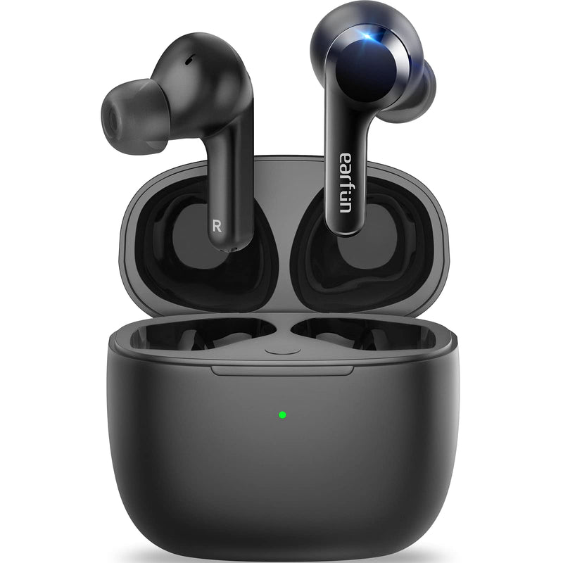 EarFun Air True Wireless Earbuds, Bluetooth Earbuds with 4 Mics Clear Call | IPX7 Waterproof, Game Mode, Deep Bass, Wireless Charging, USB-C Fast Charge, 35H Playtime, Black