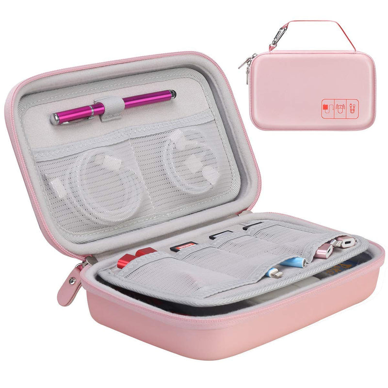 Canboc Portable Travel Case for MacBook Power Adapter, Apple Magic Mouse 2, Apple Pencil, USB Flash Disk, SD Card, iPhone ipad Charger, Small Electronics Accessories Cable Organizer Tech Bag,Rose Gold Rose Gold