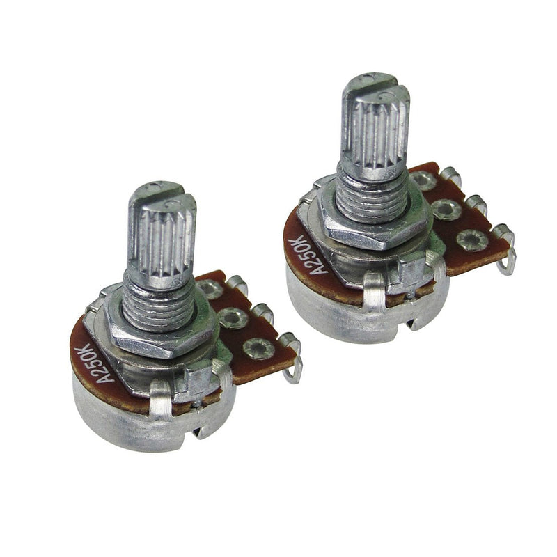FLEOR 2pcs Small Size A250K Guitar Pots Knurled Split Shaft Potentiometers Audio Taper Short Shaft