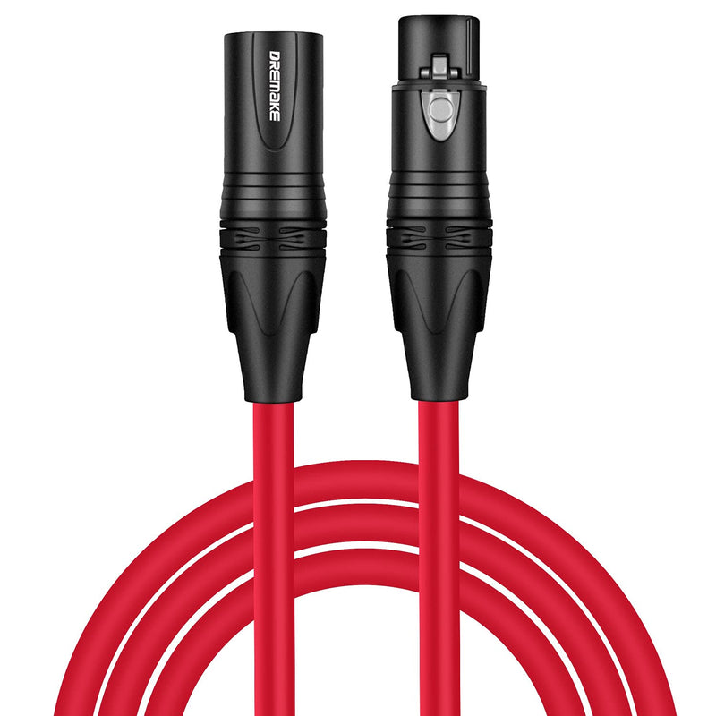 [AUSTRALIA] - DREMAKE XLR Instrument Microphone Audio Extension Cord 33FT Balanced 3 Pin Male to Female Mic Cable - Red 33FT/10M 