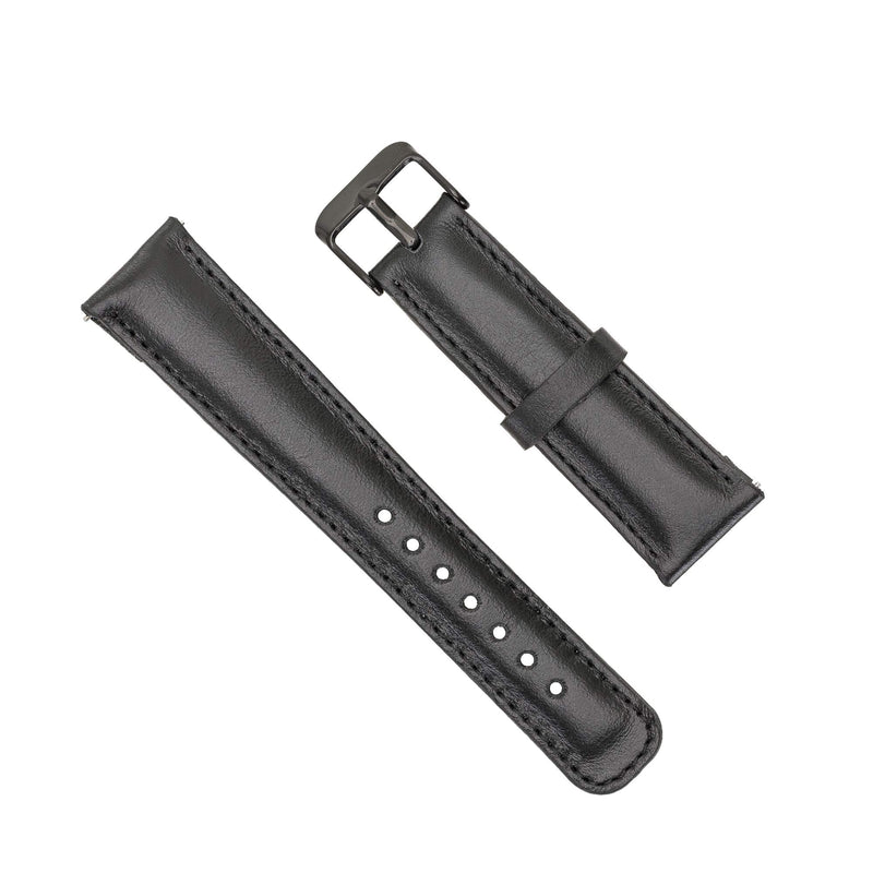 Venito Tuscany Leather Watch Band Compatible with Samsung Galaxy Watch Active/Active 2 Rustic Black w/ Black Connector & Clasp