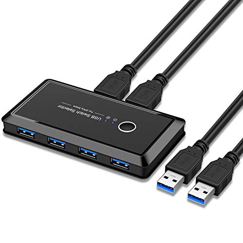 Chenyang USB 3.0 KVM Sharing Switch Selector 2 Computers Sharing 4 USB Devices for Keyboard Mouse Scanner Printer 2 to 4 USB 3.0