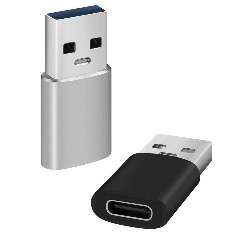 Geekria USB 3.1 to USB-C Data Sync & Charger Adapter for PC, Laptop, Tablet, Flash Disk, External Hard Drive, USB Male to Type-C Female Converter for Charging and Data Transmission (2 Pack)