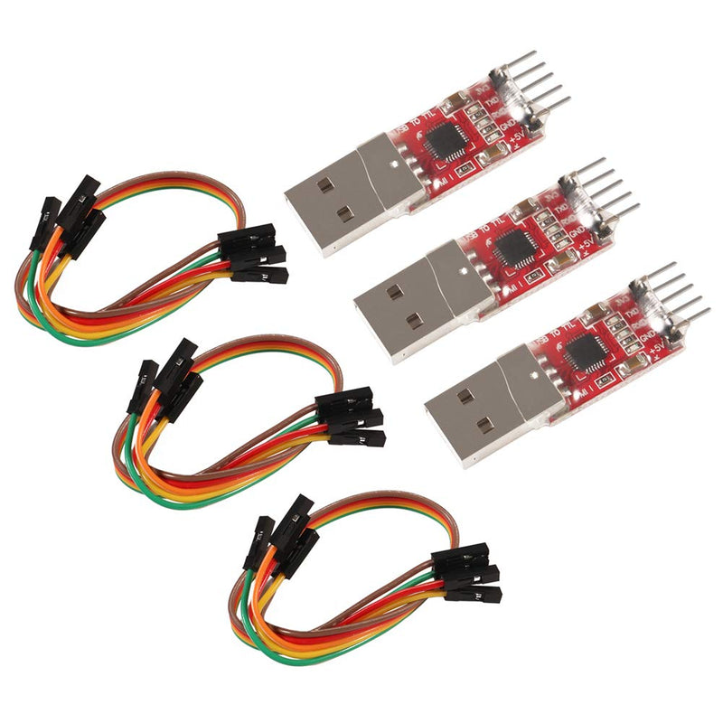 Aitrip 3 Sets CP2102 Module USB to TTL 5PIN Serial Converter Adapter Module Downloader with Jumper Wires for UART STC 3.3V and 5V