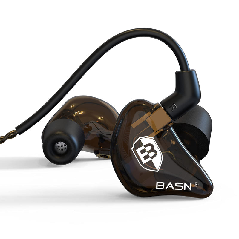 BASN Bsinger in Ear Monitor Headphones for Musician, Dual Dynamic Drivers Noise Isolating Earbuds with MMCX Inline Remote Mic Cable and Silver Plated Audio Cable (SPM-Brown) | dual dynamic drivers iem, noise isolating, mmcx inline-mic and silver-plated...