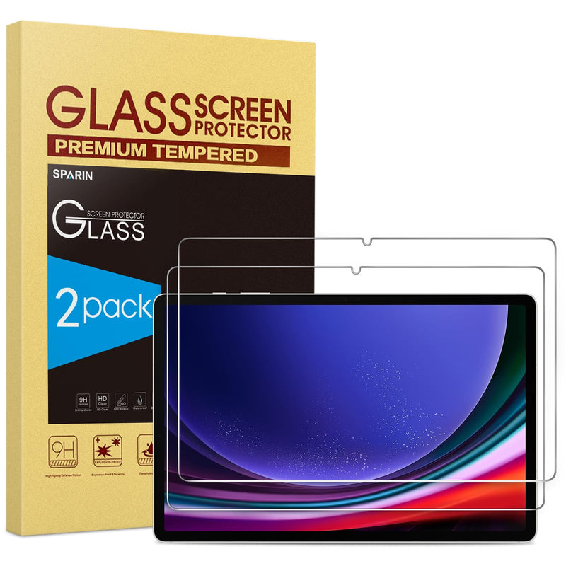 SPARIN Screen Protector for Samsung Galaxy Tab S9 Plus/S9 FE Plus/S7 FE 5G/S8 Plus 12.4'', 2 Pack HD Tempered Glass for galaxy Tablet S9 Plus/S9 FE Plus/S7 FE 12.4 inch