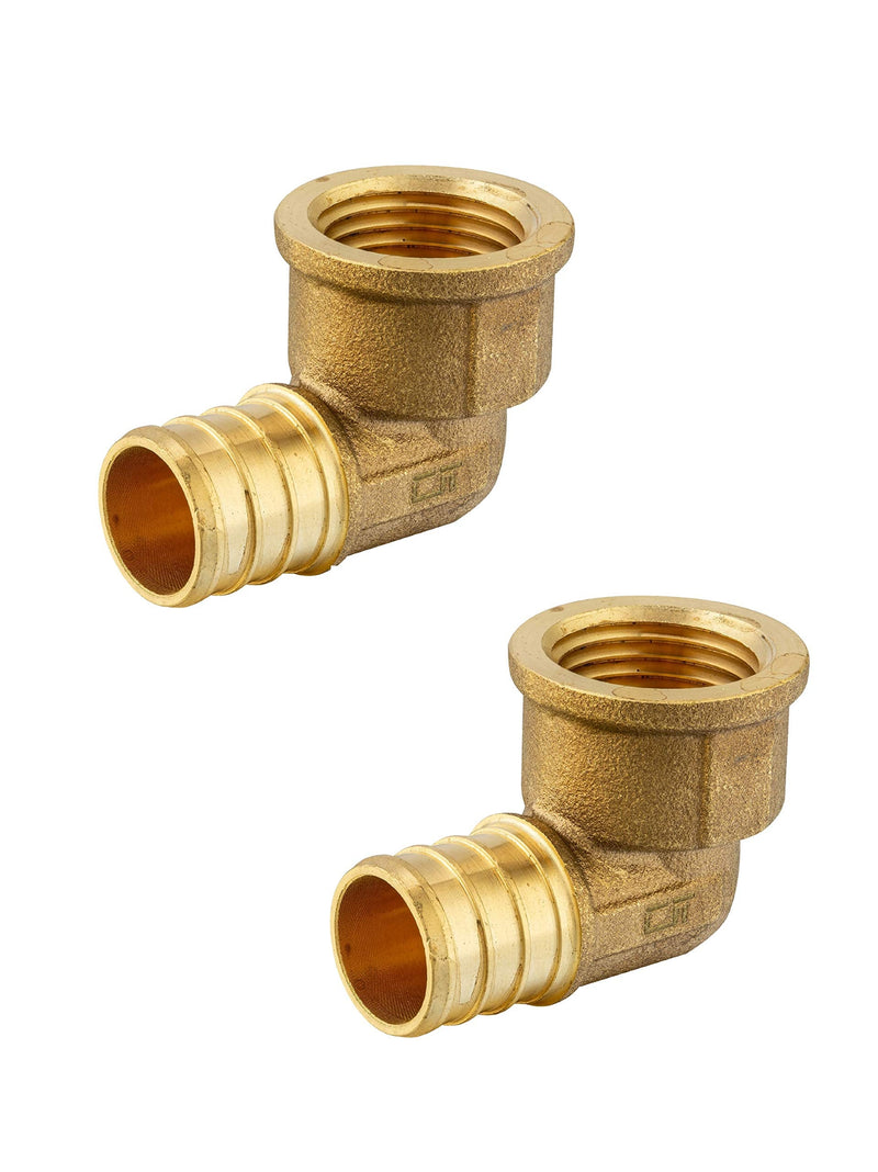 [AUSTRALIA] - (Pack of 2) EFIELD Pex 3/4"x 1/2" Female Threaded NPT Elbow Adapter Brass Crimp Fittings (Pex 3/4"x 1/2" Female Thread),(PEX1807301-2PCS) 3/4"x 1/2"(Pack of 2) 