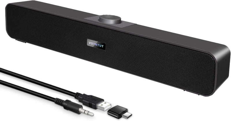 [AUSTRALIA] - Computer Speakers with 3.5 mm Aux, Small PC Speakers Powered by USB, Wired USB Desktop Speaker, USB Soundbar for Monitor, Mini Stereo Speaker for PC, Tablets, Laptop, Tablets, Xbox, Plug and Play USB+3.5mm 