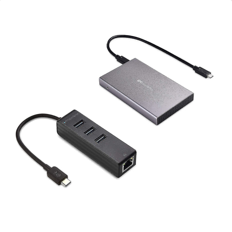 Cable Matters 1 Premium Aluminum 10Gbps Gen 2 USB C Hard Drive Enclosure for 2.5" SSD/HDD 2 4-in-1 USB C Hub Ethernet, Support Gigabit Network