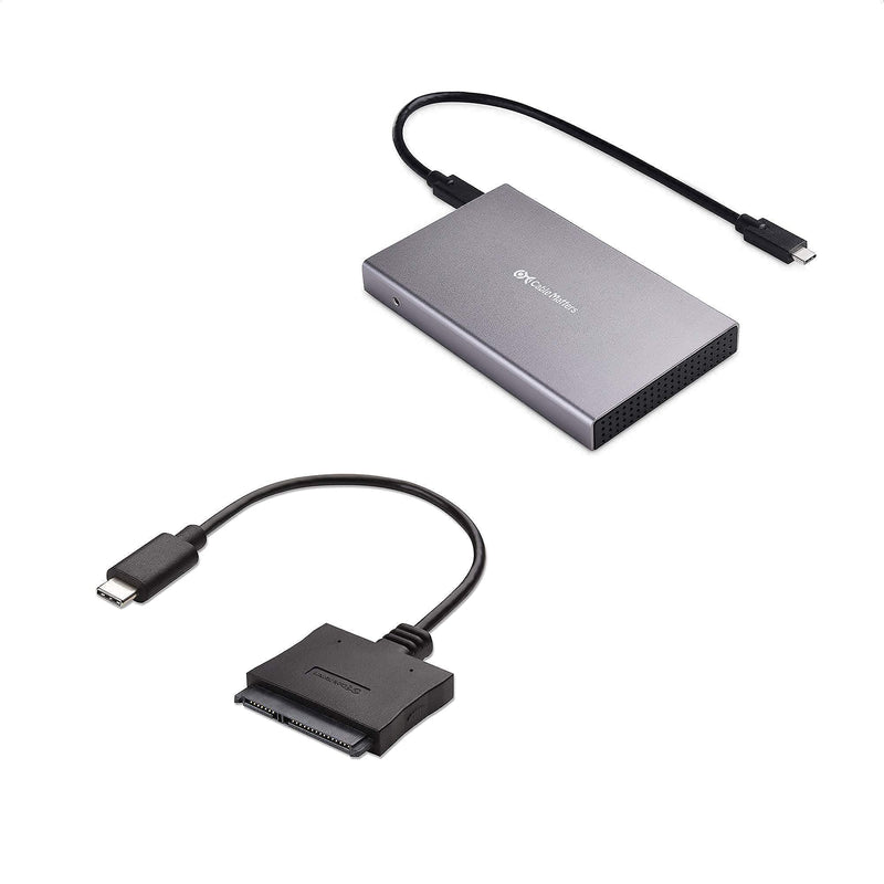 Cable Matters Premium Aluminum 10Gbps Gen 2 USB C Hard Drive Enclosure for 2.5" SSD/HDD with USB-C and USB-A Cables - Thunderbolt 3 Port Compatible & USBC to SATA Adapter