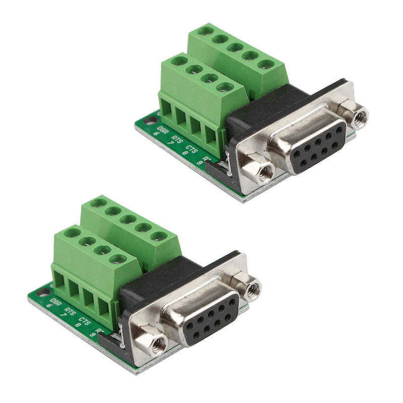 Futheda 2PCS D-SUB DB9 RS232 Interface Breakout Board Connector 9 Pin 2 Row Female RS-232 Serial Port Solderless Terminal Block Adapter with Positioning Nuts