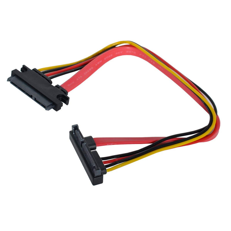 Xiwai Down Angled SATA III 3.0 7+15 22 Pin SATA Male to Female Data Power Extension Cable 30cm