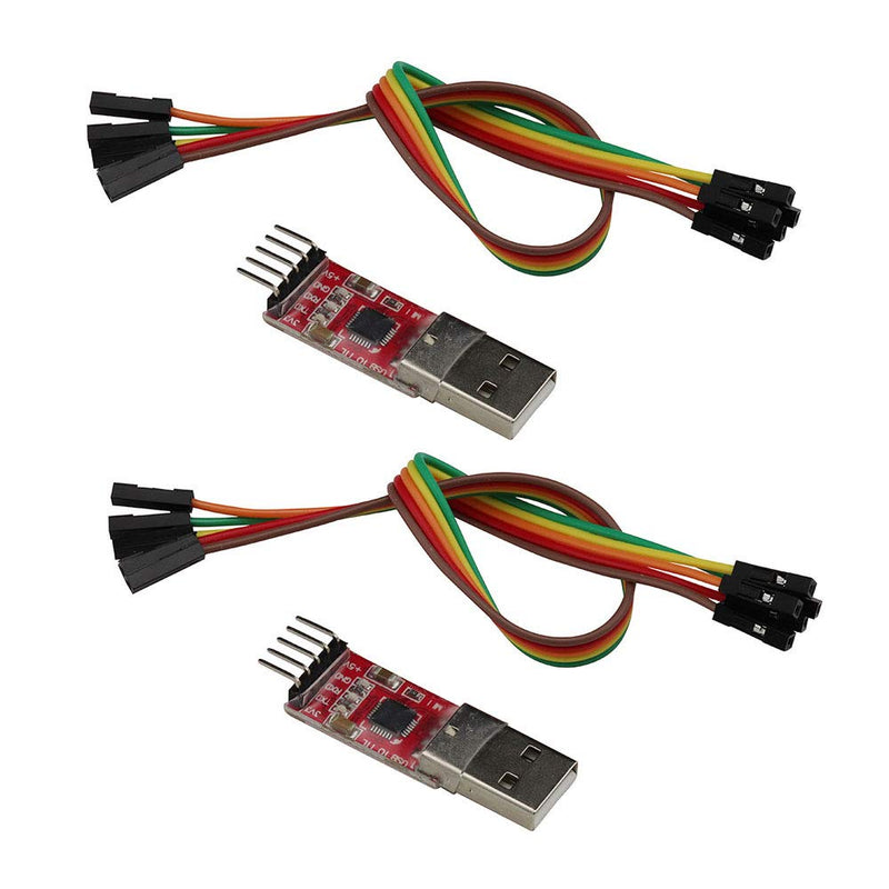 VKLSVAN 2PCS CP2102 Serial Module USB to TTL Converter Adapter UART Downloader 3.3V/5V with Jumper Wires
