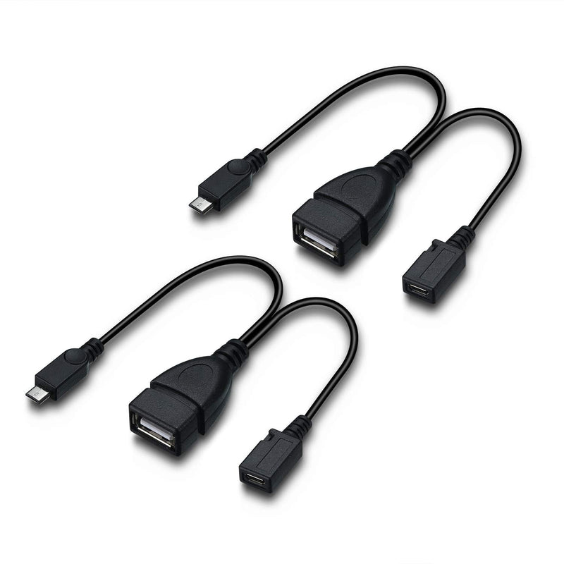 ZYF Micro USB to USB Port Adapter (OTG Cable + Power Cable) for Firestick, Streaming TV Sticks, Media Devices, Android Phone Tablet - 2 Pack