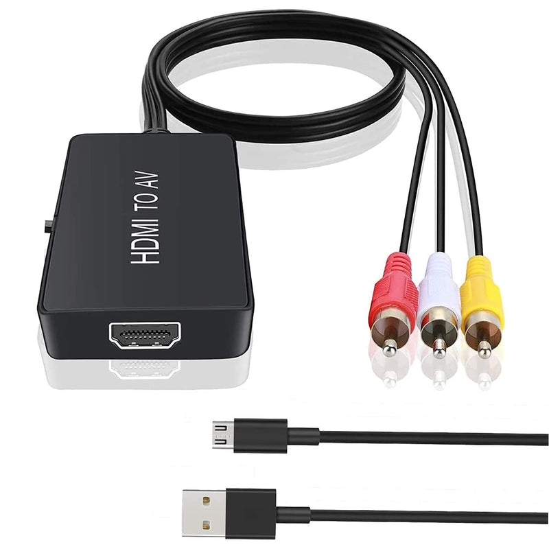 HDMI to RCA, HDMI to Older TV Adapter Compatible for Fire Stick, Roku, Apple TV, Xiaomi Mi Box, Android TV Box, DVD, Blu-ray Player ect.（HDMI to AV Converter）
