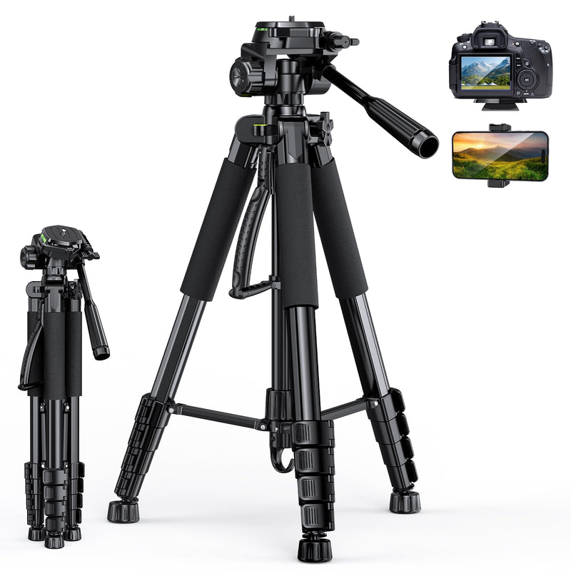 UBeesize 67” Camera Tripod with Travel Bag, Cell Phone Tripod with Bluetooth Remote and Phone Holder, Compatible with All Cameras, Cell Phones, Projector, Webcam, Spotting Scopes 67Inches
