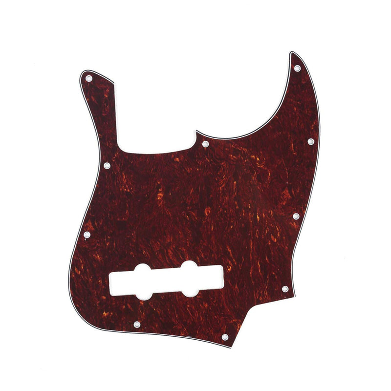 Musiclily 10 Hole J Bass Pickguard for Fender American/Mexican Made Standard Jazz Bass, 4Ply Red Tortoise