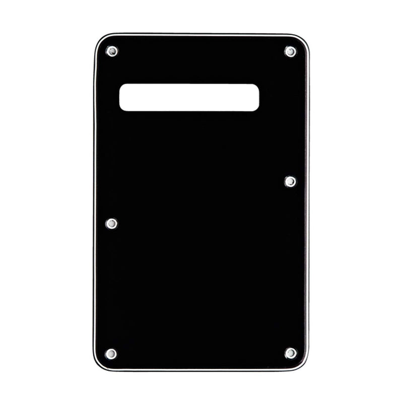 Musiclily 6 Hole Strat Back Plate Tremolo Trem Cavity Cover for Fender USA/Mexican Standard Stratocaster Modern Style Electric Guitar, 3Ply Black 3Ply Glossy Black