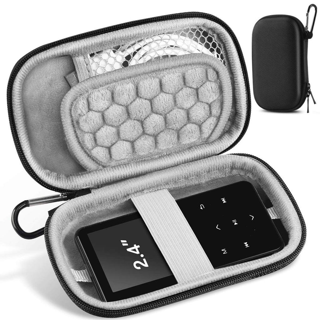 AGPTEK MP3 MP4 Player Case for 2.4 inch MP3 Player, for Gracioso/for ChenFec/for Safuciiv/for RUIZU/for Aiworth and Other MP3 Players Under 2.4 inch, Portable Case with Metal Carabiner Clip 2,4 pouces Black