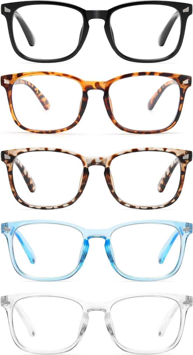 5 Pack Reading Glasses Blue Light Blocking Women/Men, Anti UV Ray/Glare Readers Fashion Eyeglasses with Spring Hinge *C1 Mix 1.5 x