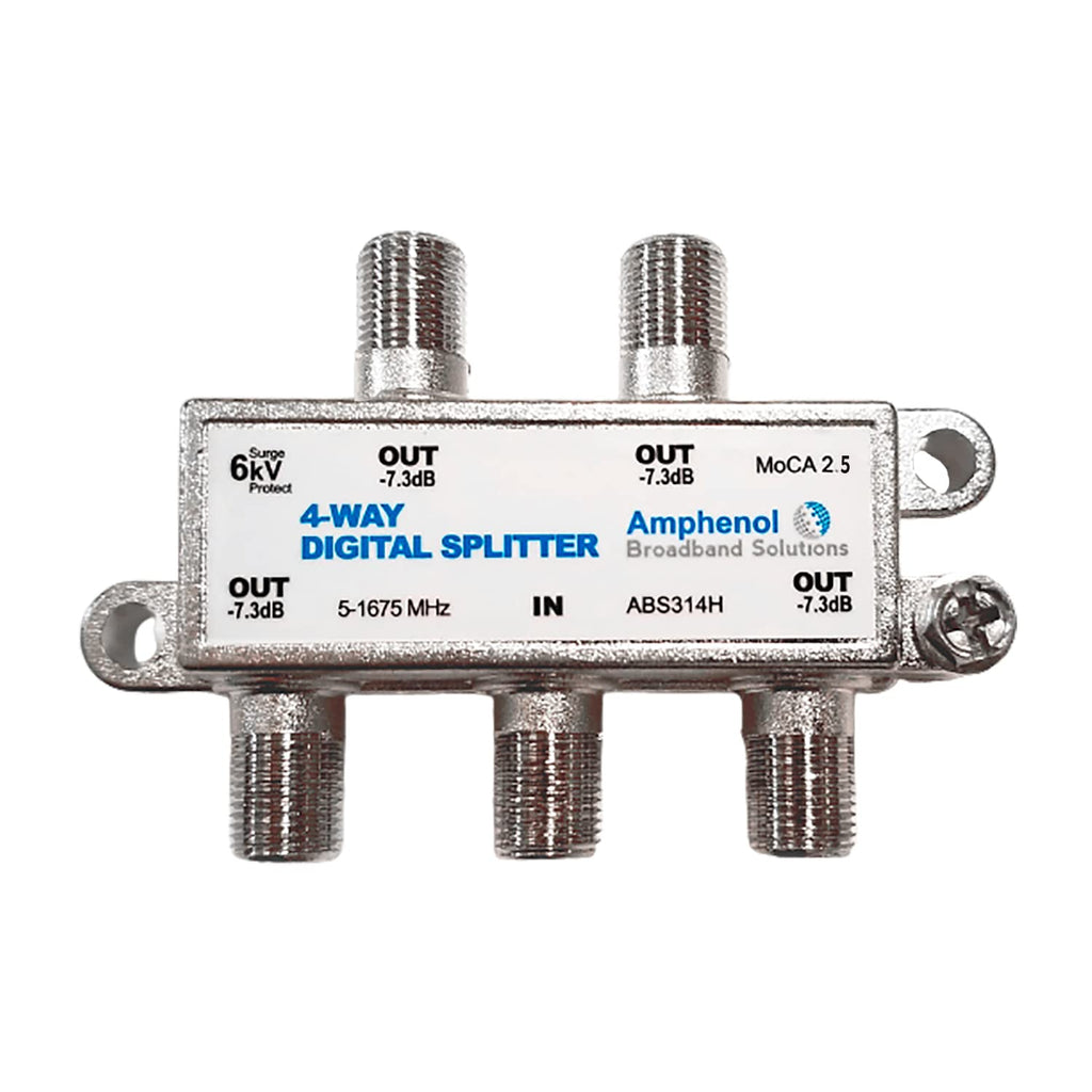Amphenol 4-Way Digital Coaxial Splitter MoCA 2.5 ABS314H 4 Way