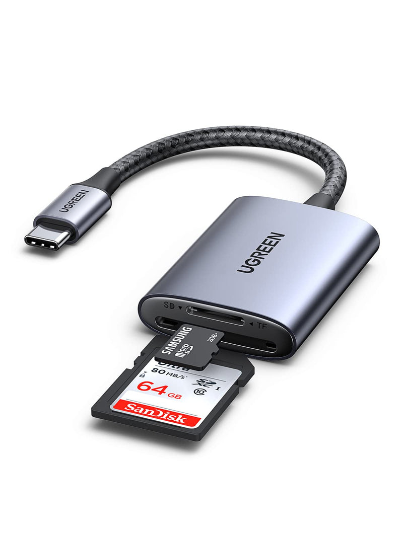 UGREEN USB C SD Card Reader, 2-in-1 Micro SD Card Reader USB C, Memory Card Reader for TF SD Micro SD SDXC SDHC MMC RS-MMC Micro SDXC UHS-I Cards for MacBook Pro, iPad Pro, iPad air, Samsung Galaxy