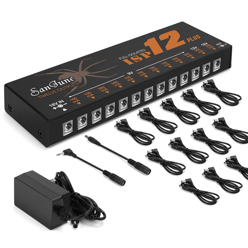 Guitar Isolated Pedal Power Supply 12 DC Outputs Fully Isolated for 9V/12V/18V Effect Pedal ISP12-Plus